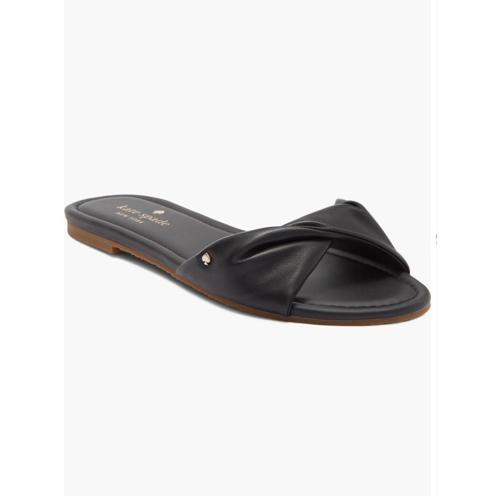 Kate Spade New York Miley Black Twisted Knot Slide Sandals Size 7B Flat Shoes